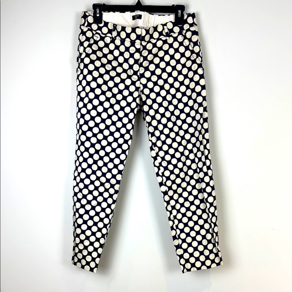 J. Crew Navy and Cream Polka Dot Pants - Picture 2 of 8